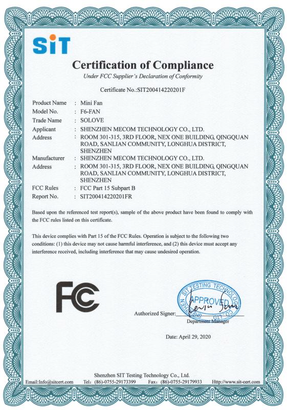 FCC - Shenzhen Mecom Technology Co., Ltd.