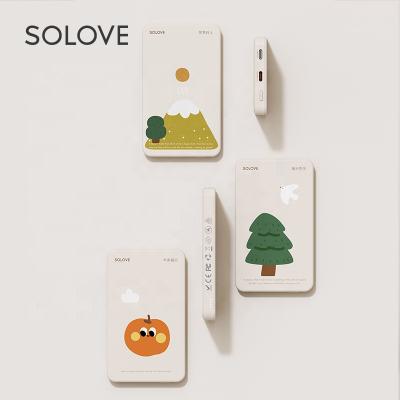 China Solove W9 Ultra Slim Smart Mini Power Banks New 5000mah Portable Wireless Magnetic Power Bank Charging Fast for sale