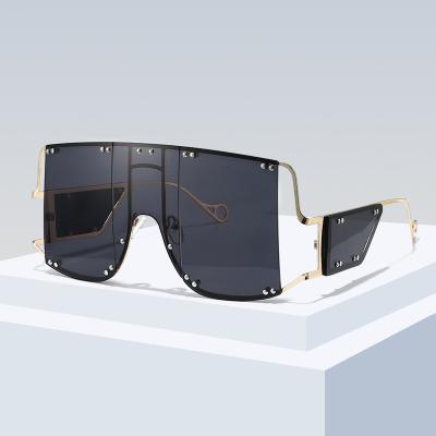 China Fashion Sunglasses 2020 Custom Logo Integrated Big Lens Frame Sunglasses For Women Men for sale