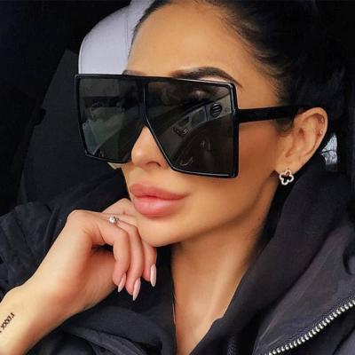 China Fashion Sunglasses Free Shipping 2021 2022 Custom Made Fashion Black Shades Square Sunglasses Big Oversized Sun Glasses For Women Ladies for sale