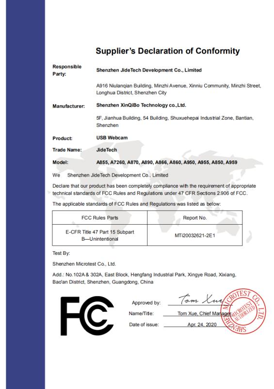 FCC - Shenzhen Jide Tech Development Co., Ltd.