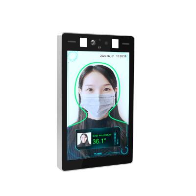 China 8inch Camera Face Recognition Body Temperature Control System Access Control 26 Tongue Fever Detection Built-in Siren Actions for sale