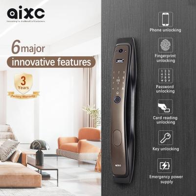 China ttlock luxury smart waterproof smart apartment door lock AIXC wifi door lock AIXC wifi smart phone Bluetooth security phone APP screen zinc alloy for sale