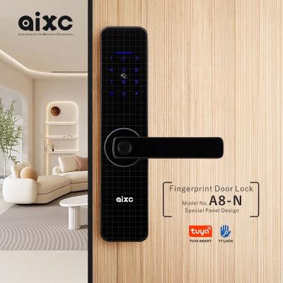 China Modern Simplicity AIXC Smart Bluetooth Aluminum Lock Door Apartment TUYA TTlock Modern Smart Door Lock Customize Body Biometric Exterior Door for sale