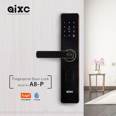 China Simplicity AIXC fingerprint smartlock modern waterproof WIFI Bluetooth security system biometric Home Office apartment key TUYA TTlock for sale