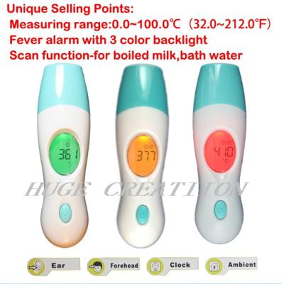 China Test Ear/Forehead/Room Temperature and Clock Function digital infrared thermometer laser AH-9206 for sale