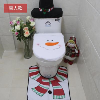 China Nonwoven Fabric / Cloth Factory Christmas Atmosphere Decoration Products Direct Brushed Christmas Toilet Set 3 Piece Set for sale