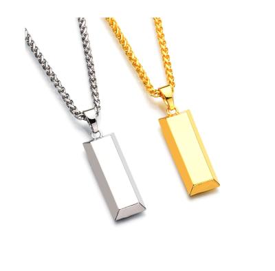 China New Silver Chain Nugget Gold Brick Pendant Gold Trending Hanging Pendant Necklace for sale