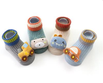 China Anti-Bacterial Autumn and winter warm tube baby socks double needle lovely cartoon non slip children socks for sale