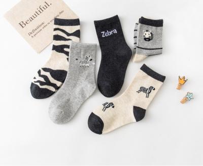 China QUICK DRY Autumn and winter baby cartoon striped pure mid-tube socks for sale