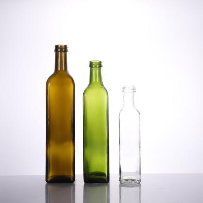 China Square Bulk Dark Green Olive Cooking Oil Glass Bottle Wholesale 100ml 250ml 500ml 750ml 1000ml Beverage for sale