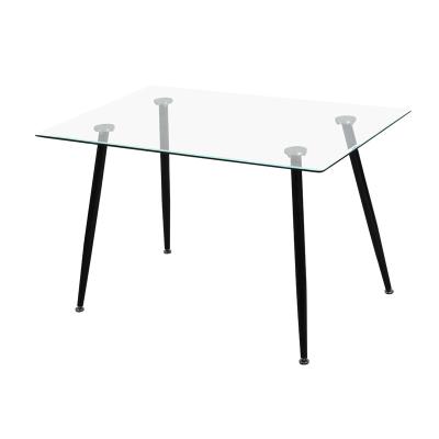 China Nordic Luxury Clear Simple Modern Convertible Glass Tables Furniture Rectangle Dining Table for sale