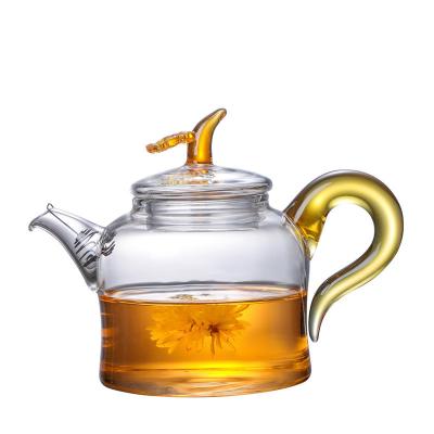 China 280ml kleurrijke Duidelijke Glastheepot met de Verwijderbare Ketel van het Ontwerpborosilicate van Infuser Unieke Te koop