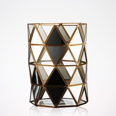 China 16 * 14 * 40cm Decorative Planter , Metal / Glassless Geometric Terrarium for sale