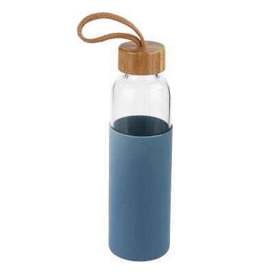 China Non Toxic Portable Glass Water Bottle Open Mouth Design Easy To Carry for sale