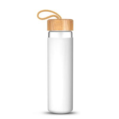 China 20oz Shatter Resistant Glass Drinking Bottles With Lids , Food Grade Glass Gym Bottle for sale