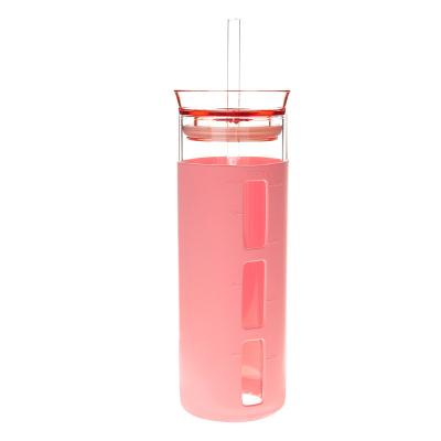 China 18.5oz de Fles van de veiligheidsglasreis, Borosilicate-Waterfles met Stro Te koop