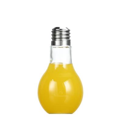 China Glühlampe-Form-Glasgetränkeflasche mit der Deckel-/Stroh-Kunden-Kapazität zu verkaufen