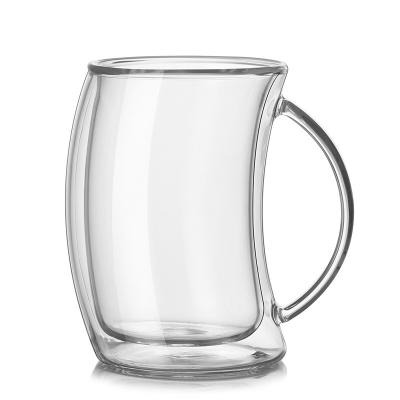 China Espresso Double Wall Glass Cup Safe To Touch With Handle Unique Design for sale