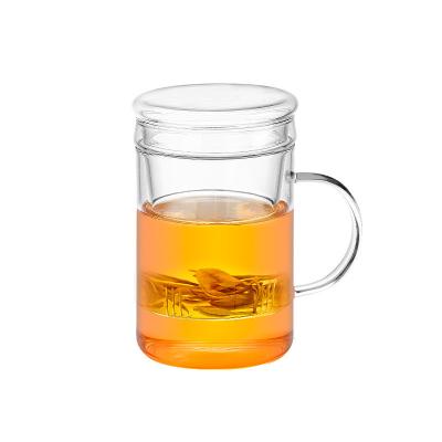 China 14oz/420ml-de Kop van Infuser van de Glasthee met de Theemok van het Deksel Duurzame Losse Blad Te koop