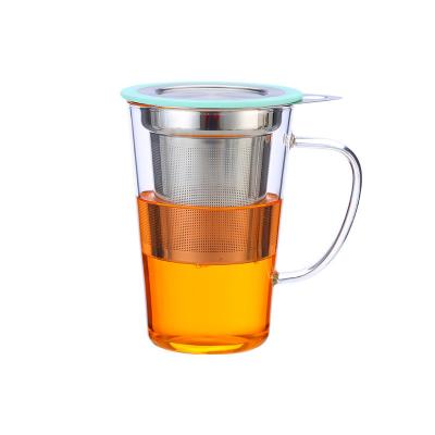 China 350ml de Mok van de glasthee met Infuser en Deksel, 304 Koppen van de het Glasthee van Borosilicate van de Roestvrij staalfilter Te koop