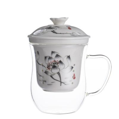 Κίνα Υψηλό φλυτζάνι Infuser τσαγιού γυαλιού Borosilicate με το κεραμικό φίλτρο εύκολο να καθαρίσει προς πώληση