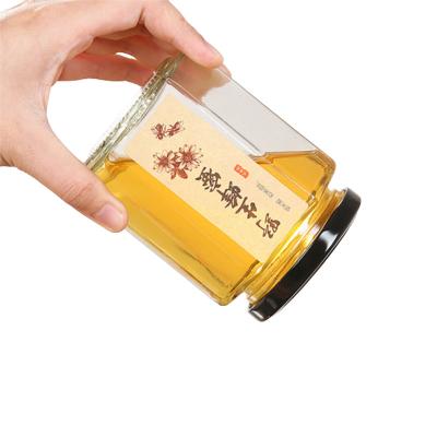 Chine forme hexagonale de pot en verre de la confiture 180ml/280ml/380ml sans plomb pour la cuisine à vendre