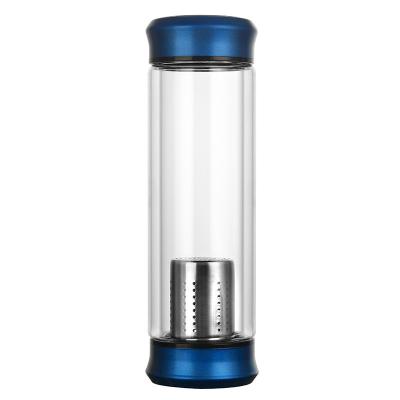 China Safe Reusable Glass Bottles , Build In Tea Mesh Net Insulated Drink Bottle for sale