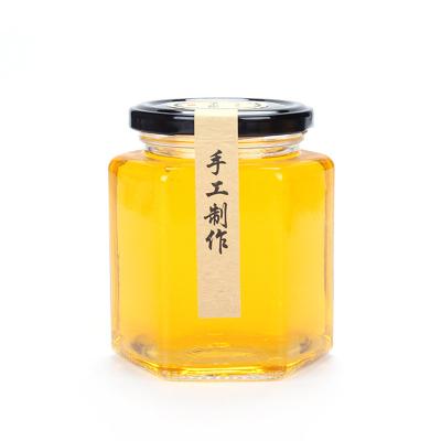 Chine Forme hexagonale de pot en verre empilable fait main de confiture petite pour le stockage de nourriture à vendre