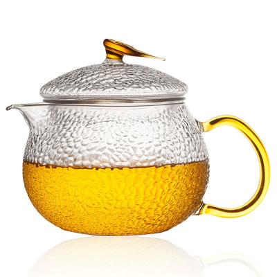 China High Temperature Resistant Borosilicate Glass Teapot , Glass Filter Flower Teapot Set for sale