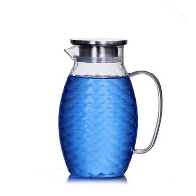 China Hoher Borosilicat-Glas-Pitcher, tropfen freie große Kapazitäts-Glaswasser-Karaffe zu verkaufen