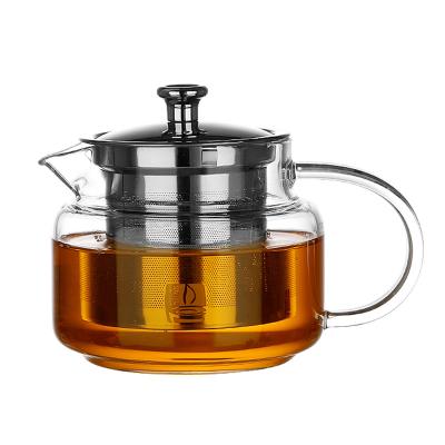 China Tetera Handcrafted Infuser desprendible del vidrio de Borosilicate de los SS en venta