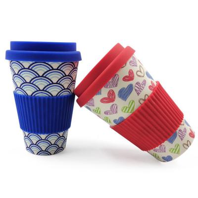 Chine Tasse de café en bambou biodégradable de la fibre 400ml avec la couverture de silicone à vendre