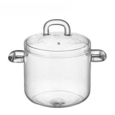 China Kundengebundener handgemachte Kasserollen-Glastopf des Borosilicat-700ml zu verkaufen