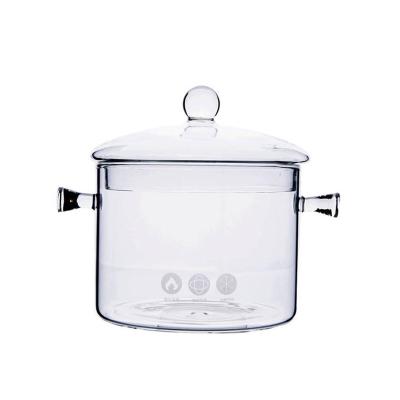 China Pote de cocinar de cristal del cazo a prueba de calor 1500ml del Borosilicate en venta