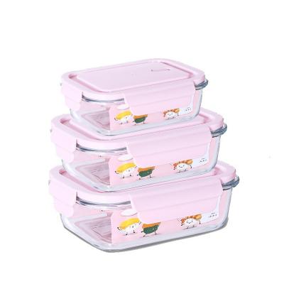 China Airtight 410ml 680ml Glass Food Container With Leak Proof Lid for sale