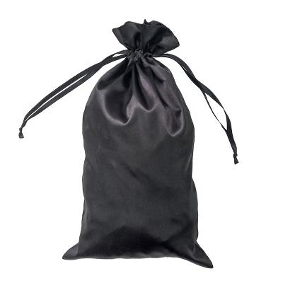 China Wigs Wholesale Custom Stain Black Dingle Silk Package Mouth Rope Bag Wig Bag Can Be Printed LOGO Wig Bags Hair Packaging for sale