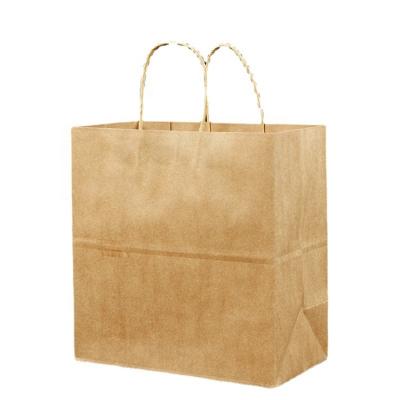 China Logo Printing Recycled Reusable Food Custom Wholesale Cheap Recyclable Take Out Kraft Paper Bag for sale