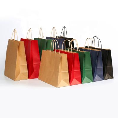 China Recyclable Custom Takeaway Gift Wholesale Brown Clothing Handbag Kraft Paper Bag In Stock for sale