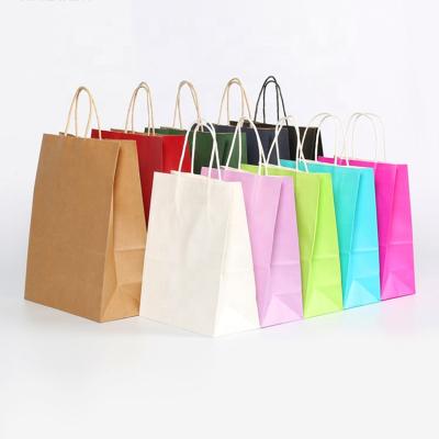 China Wholesale Recyclable Recyclable Custom Gift Takeaway Clothing Handbag Brown Kraft Paper Bags With Handles for sale