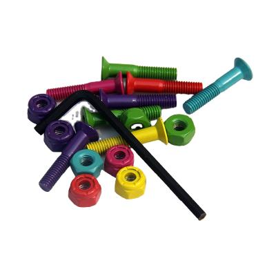 China Adult Custom Wholesale Skateboard Hardware Accessories Colorful Screws Bolts And Nuts for sale