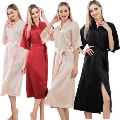 China Wholesale luxury custom sexy bridal cheap long satin pajamas robe sleepwear thermal for sale