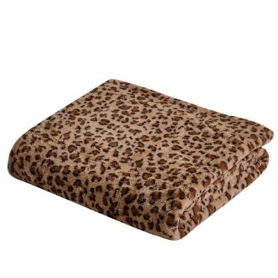 China PORTABLE Luxury Leopard Print Super Soft Plush Fleece Throw Blanket For Sofa Faux Fur Blanket for sale