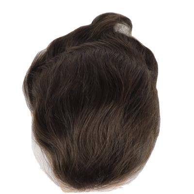 China 12inches Long Natural Hair Color Mens Hair Toupee Good Quality Low Hairline Mono Hairpiece Silk Low Natural Hair for sale