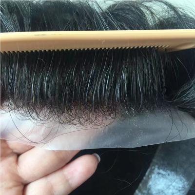 China 100% Virgin Hair #1B Poly+Mono Lace Up Low Injected Hairpiece For Colored Men Hair India Prosthesis 8x10inch Size Wig Hair Systems for sale