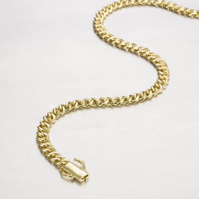 China Real Hiphop 14k Links Rhodium Bracelet Chains For Men Necklace Ice Cream Stainless Steel Baguette Link Chain Lab Cuban Diamonds 18k Gold for sale