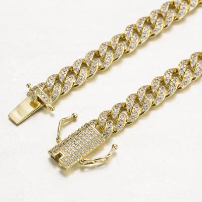 China Hiphop Sterling Women's 6mm Baguette Miami 10k Silver 18k Stainless Steel For Men Gold Iced Out Cuban Link Chain Necklace for sale