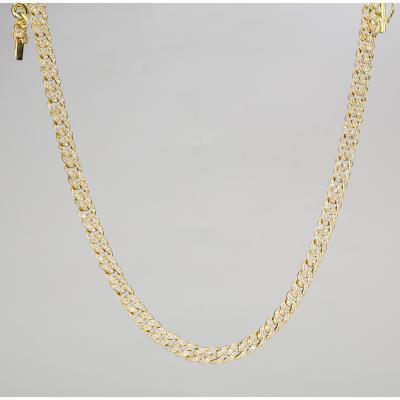 China Hiphop Necklace Women's 18k Sterling Silver Necklaces With Letters CZ Black Iced Out 14k Gold Plated Hip Hop Cuban Link Chain Custom Made for sale