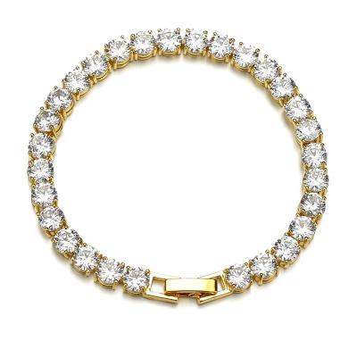 China Wholesale TRENDY Outlet Chain14k Iced Out Gold Plated Hip Hop Jewelry Brass Zirconia Tennis Bracelet for sale