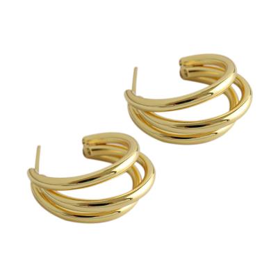 China Casual Geometric Multilayer Female Temperament Ring Circle Gold Plated Earrings for sale